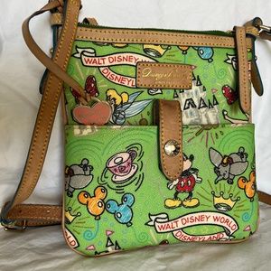 Disney Dooney & Bourke green  leather crossbody bag.